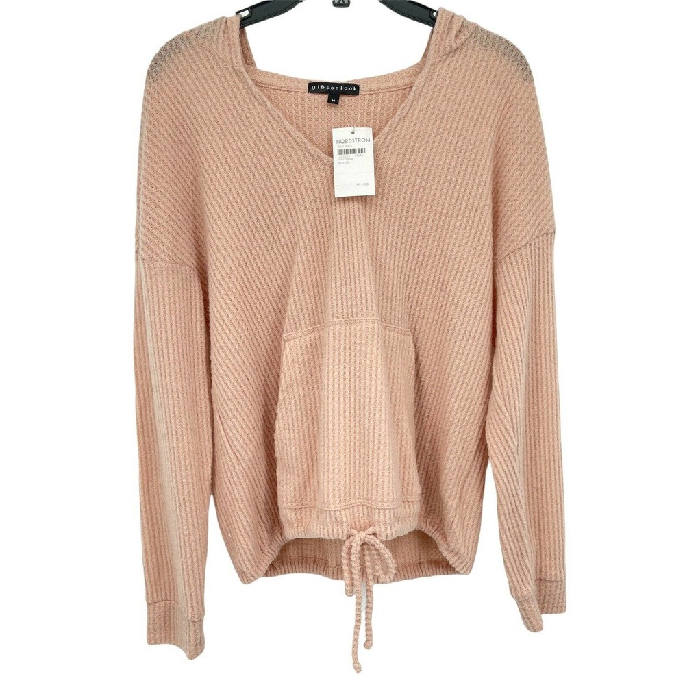 GibsonLook Waffle Weave Hoodie In Dusty Peach Size Medium - Picture 2 of 11